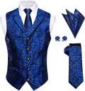 Mens Paisley Silk Vest 4PC Set for Suit Tuxedo - Formal Waistcoat