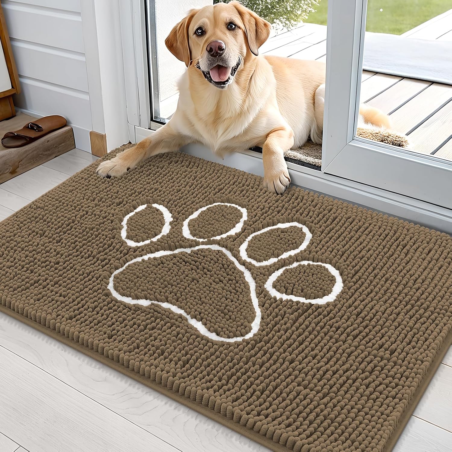 OLANLY Ultra Absorbent Chenille Dog Door Mat for Muddy Paws