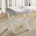 18-Inch Leather Vanity Stool Chair - Compact Saddle Seat for Vanities