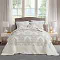 Bedspread Coverlet Set Queen Size - Lightweight Reversible Damask