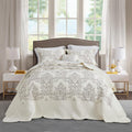 Oversized King Bedspread 128x120 Extra Wide - Reversible Ivory