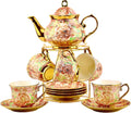 20 Pieces Porcelain Tea Set With Metal Holder for Elegant Tea Time