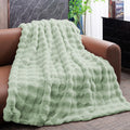 Sage Green Throw Blanket for Couch Plush Faux Fur - Cozy 50in x 60in