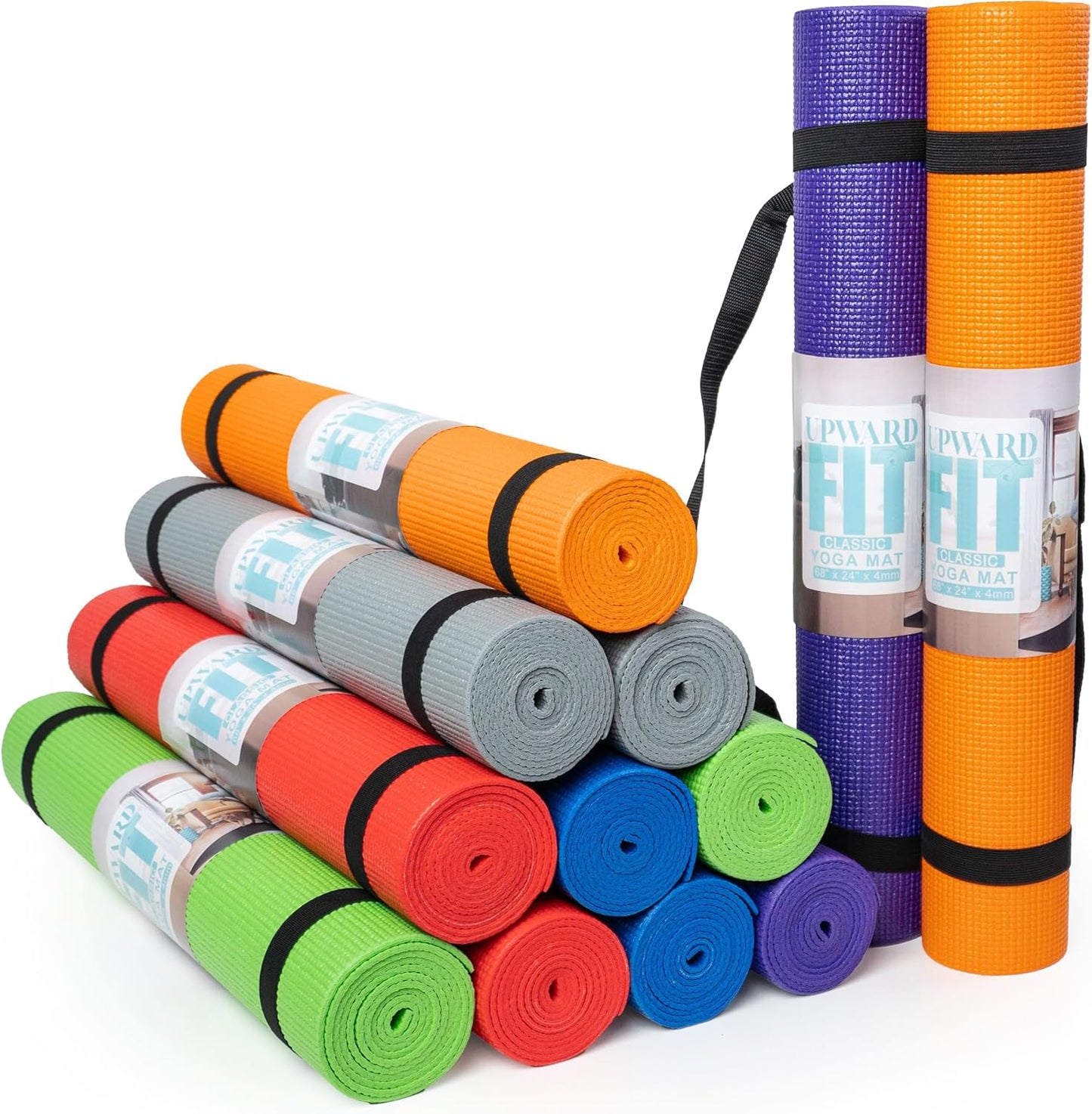 12-Pack UPWARD FIT Non Slip Yoga Mats - Bulk Benefit!