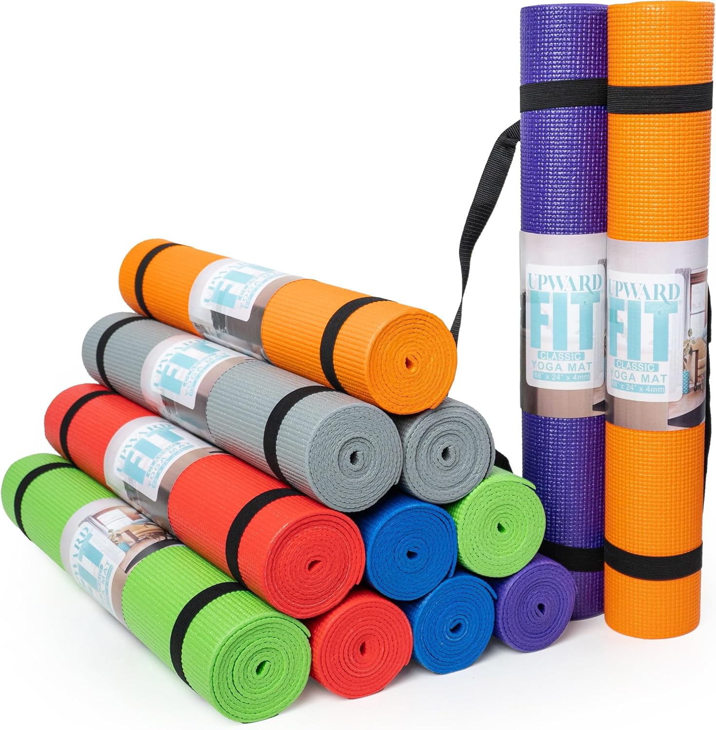 12-Pack UPWARD FIT Non Slip Yoga Mats - Bulk Benefit!