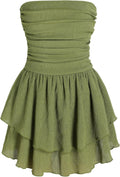 Women's Tube Ruched Ruffle Mini Dress - Stretch Cocktail Fit