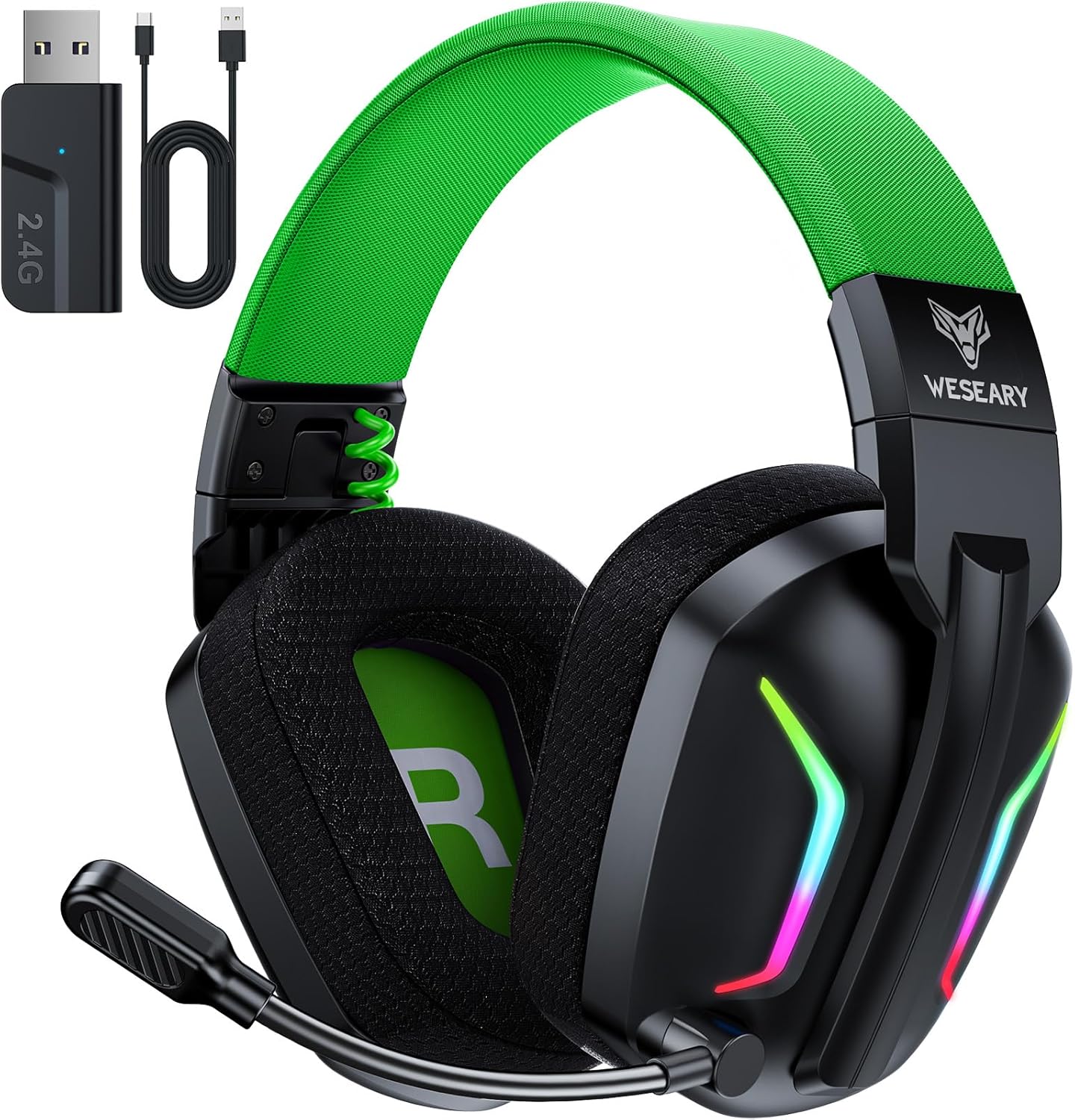 Ultimate Gaming Headset: Wireless, ENC Mic, Bluetooth, Lights