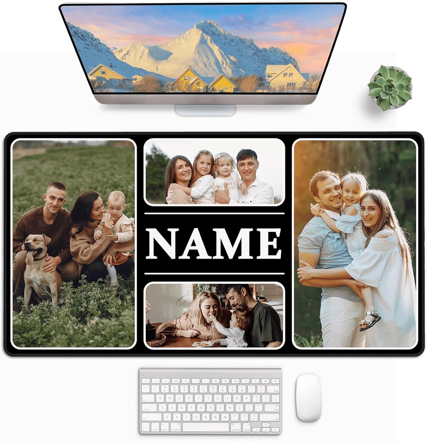 Personalized XXL Mouse Pad with Photos & Name - Desk Organization Essential