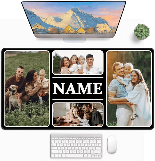 Personalized XXL Mouse Pad with Photos & Name - Desk Organization Essential