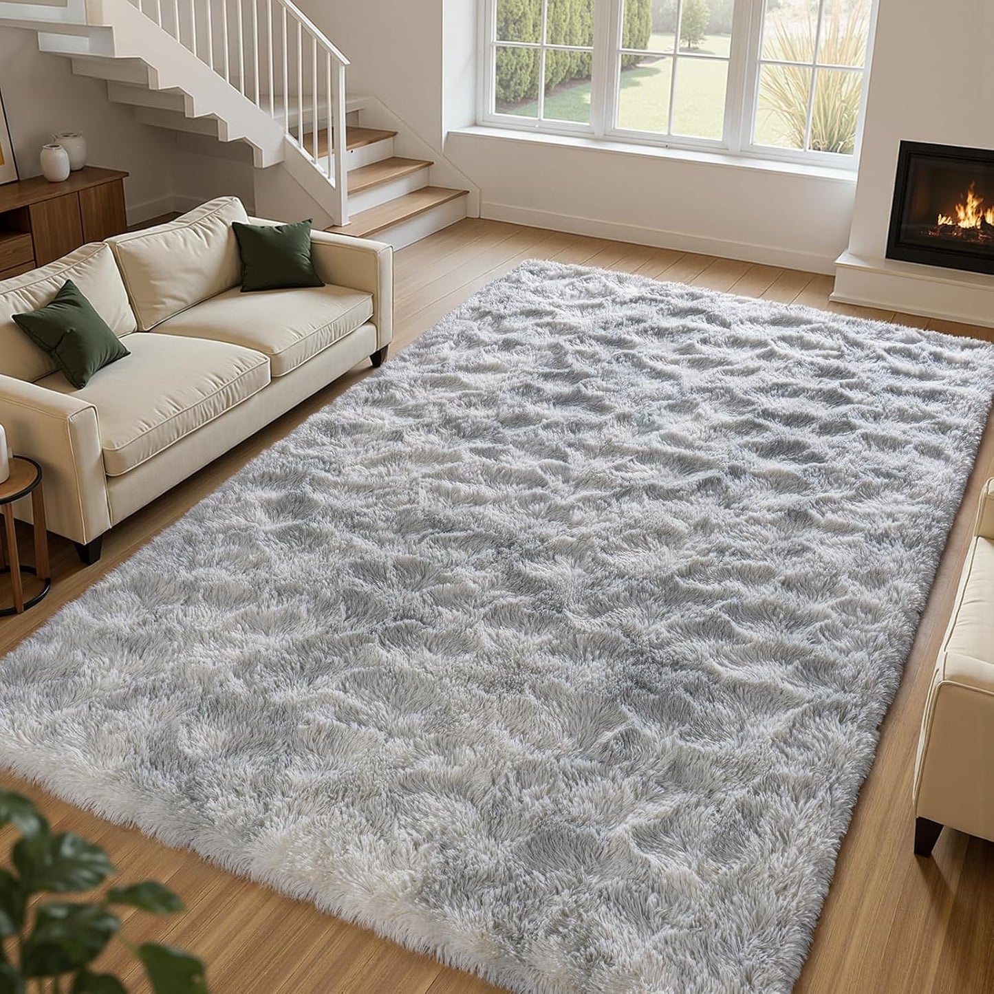 Zentavio Grey and White Area Rugs for Living Room Large Carpet