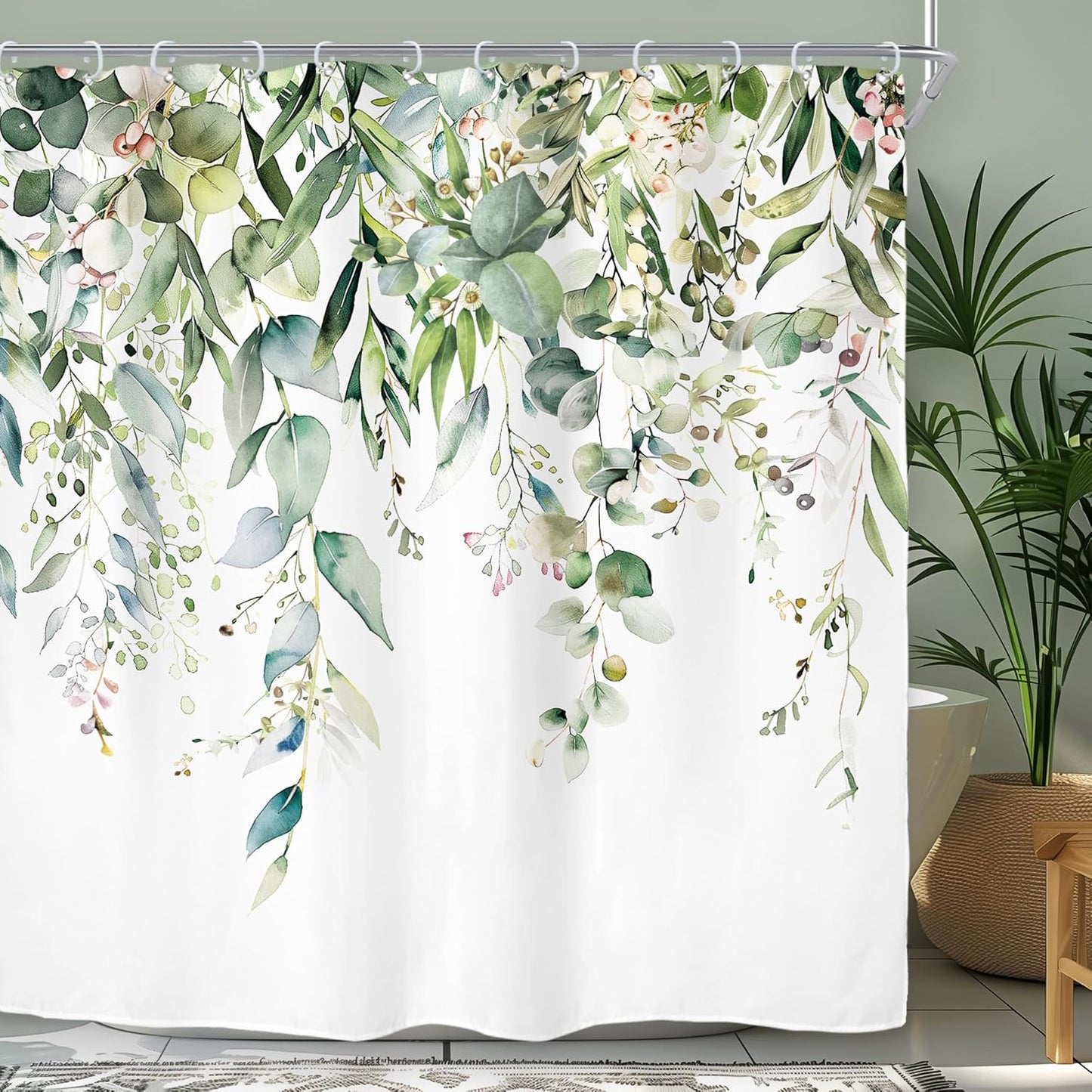 Nature-Inspired Eucalyptus Shower Curtain Set