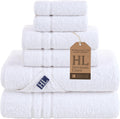 Hawmam Linen White 6 Piece Bath Towels Set - Soft Turkish Cotton