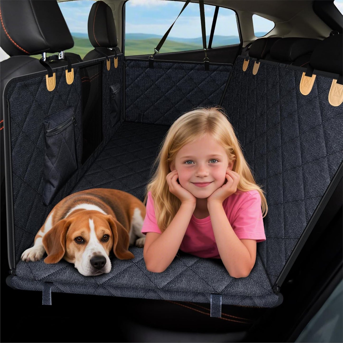 Back Seat Extender for Dogs - Waterproof Car Seat Cover for Pets