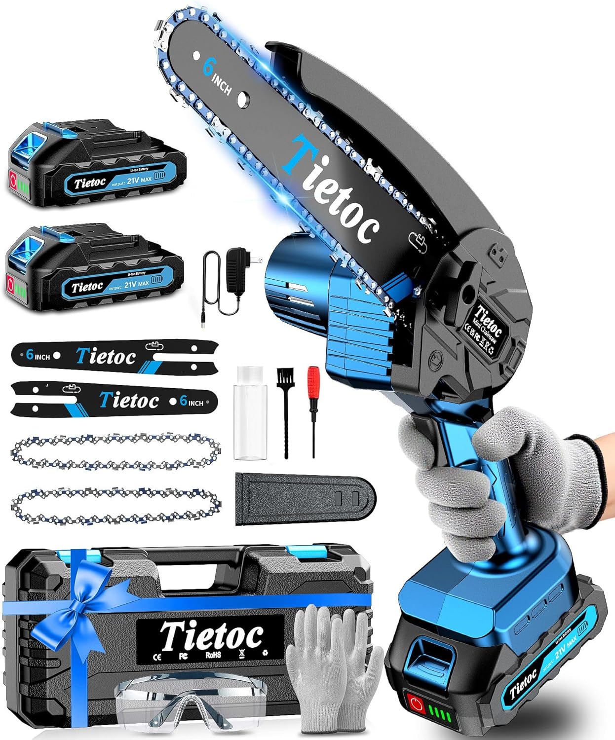 Tietoc Mini Chainsaw Cordless 6 Inch Powerful Electric Tool