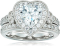 Platinum-Plated Sterling Silver Infinite Elements Heart Cubic Zirconia