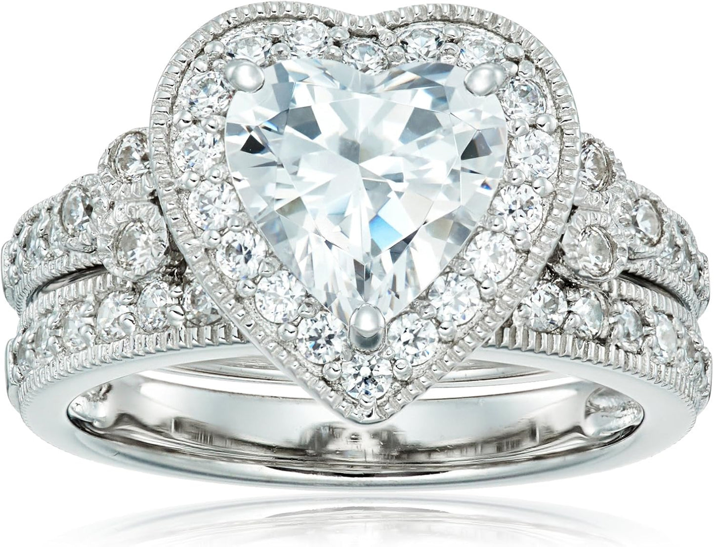 Stunning Antique Style Infinite Elements Cubic Zirconia Ring Set