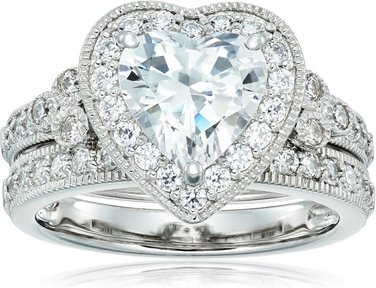 Stunning Antique Style Infinite Elements Cubic Zirconia Ring Set