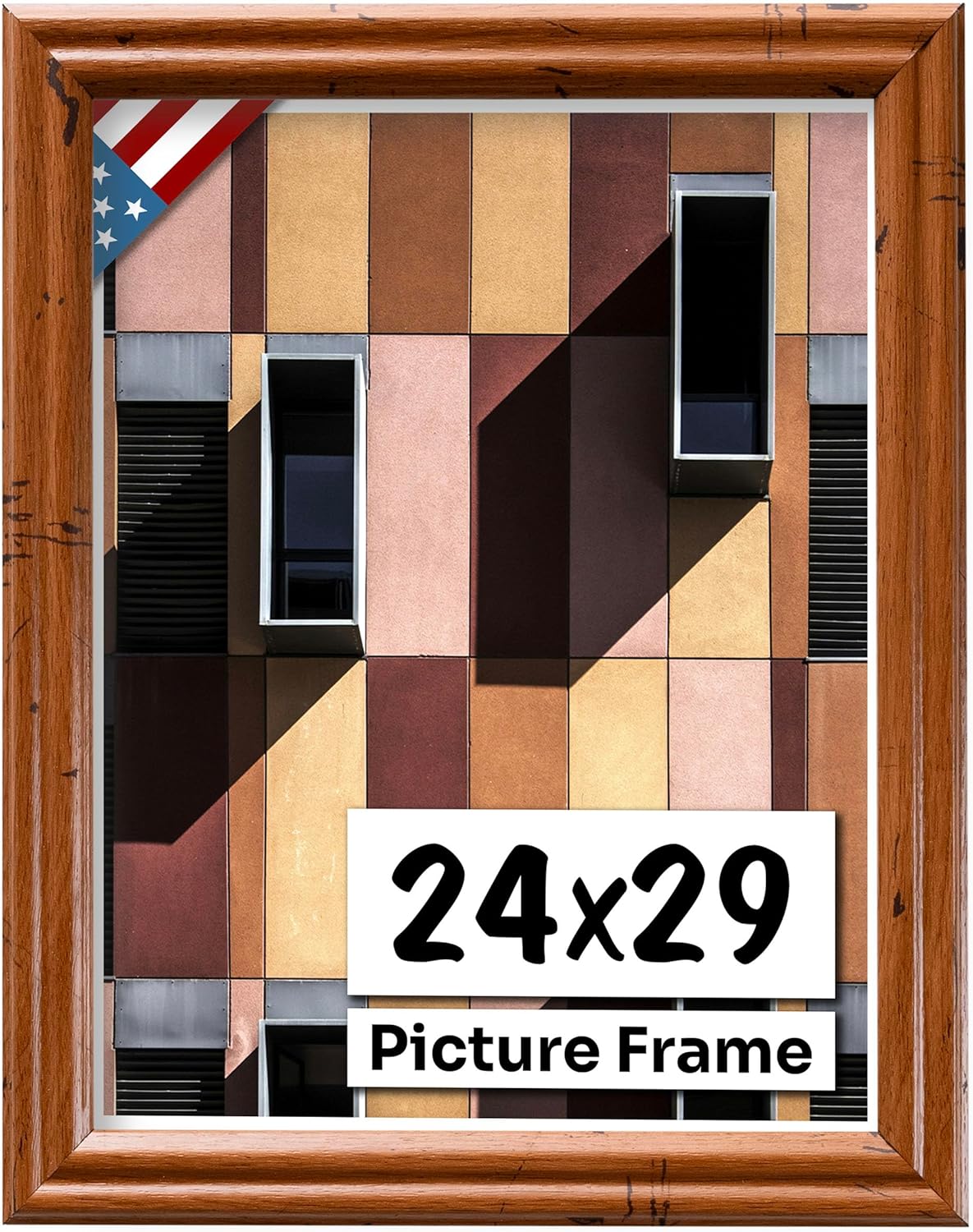 Distressed Oak 24x29 Picture Frame - Handmade Solid Wood Frame