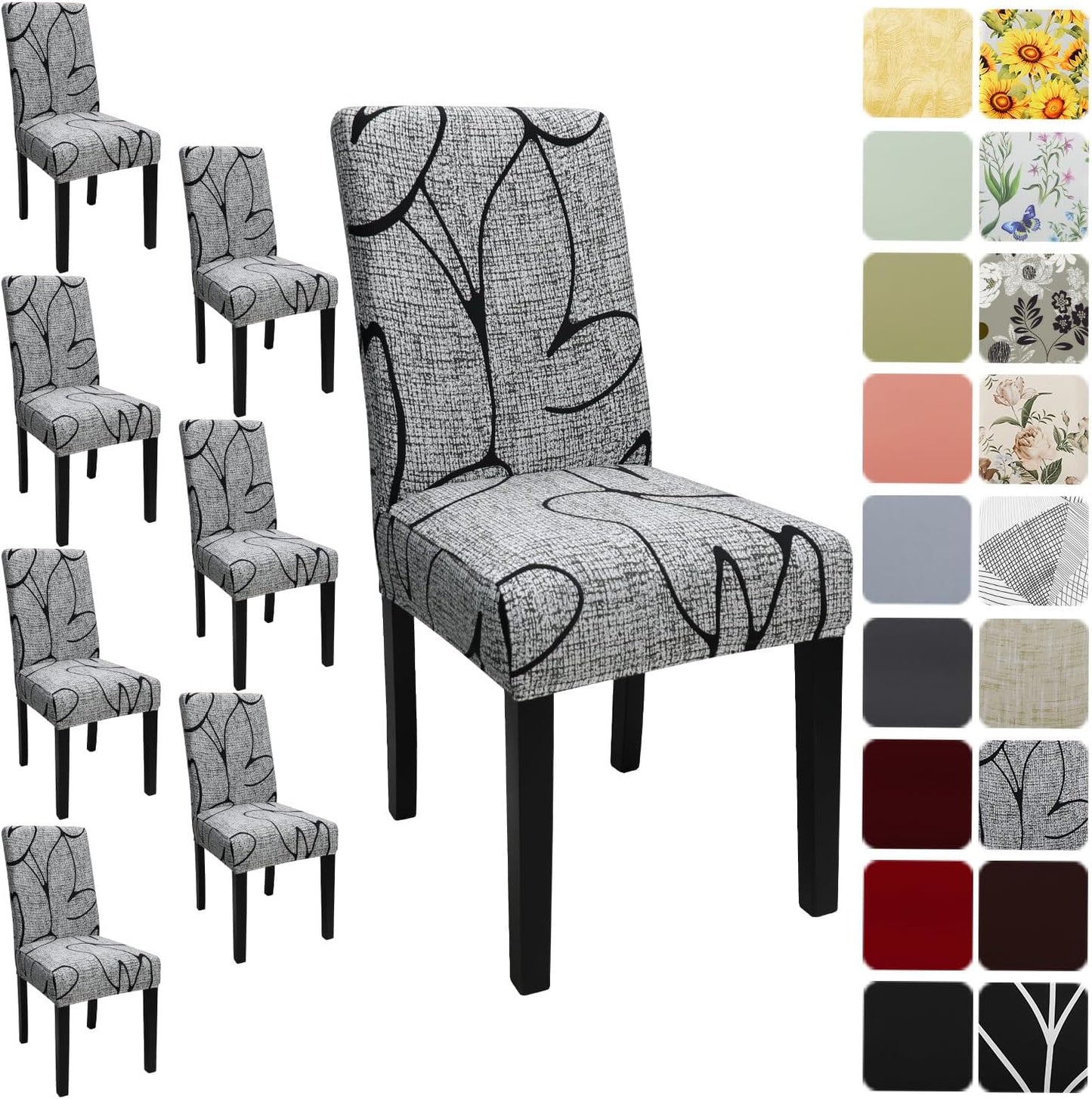 Stretch Printed Parsons Chair Slipcovers Set of 8 for Dining Room