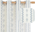 Navy Blue Vintage Floral French Country Curtains 72 in Length - Boho