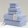 Modern Threads 6 Piece Towel Set, Yarn Dyed Diamond Gate Jacquard Blue