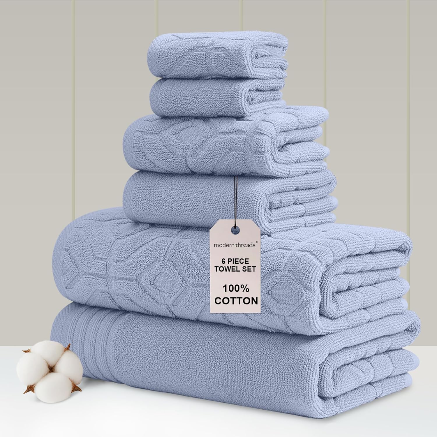 Modern Threads 6 Piece Towel Set in Blue for Luxurious Comfort
