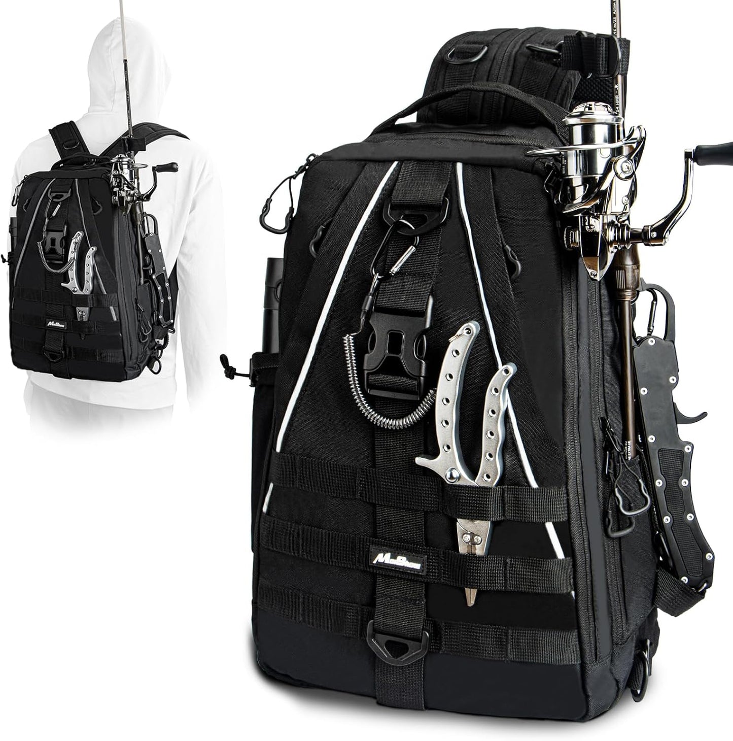 MoiShow Fishing Backpack: Organize Gear with Rod Holder
