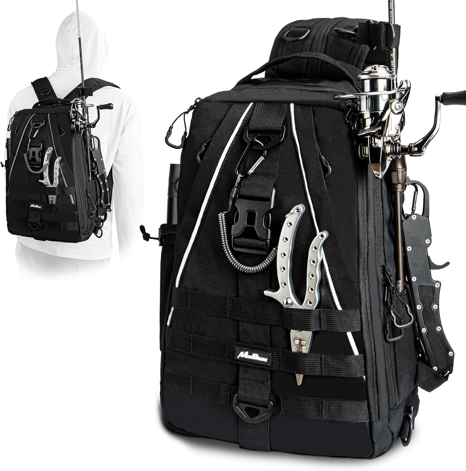 MoiShow Fishing Backpack: Organize Gear with Rod Holder