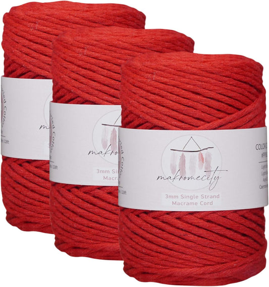 3mm Single Strand Macrame Cord for Art & Crafts - 3 Skeins