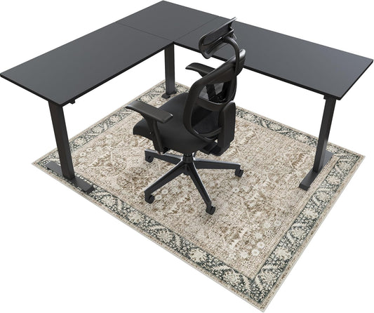 Anidaroel 63in x 51in Modern Coffee Chair Mat for Floors
