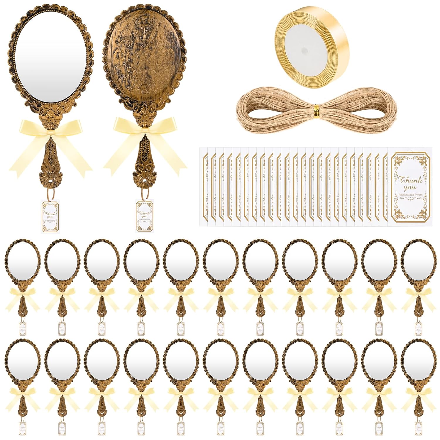 24 Set Vintage Hand Held Mirrors for Elegant Party Favors