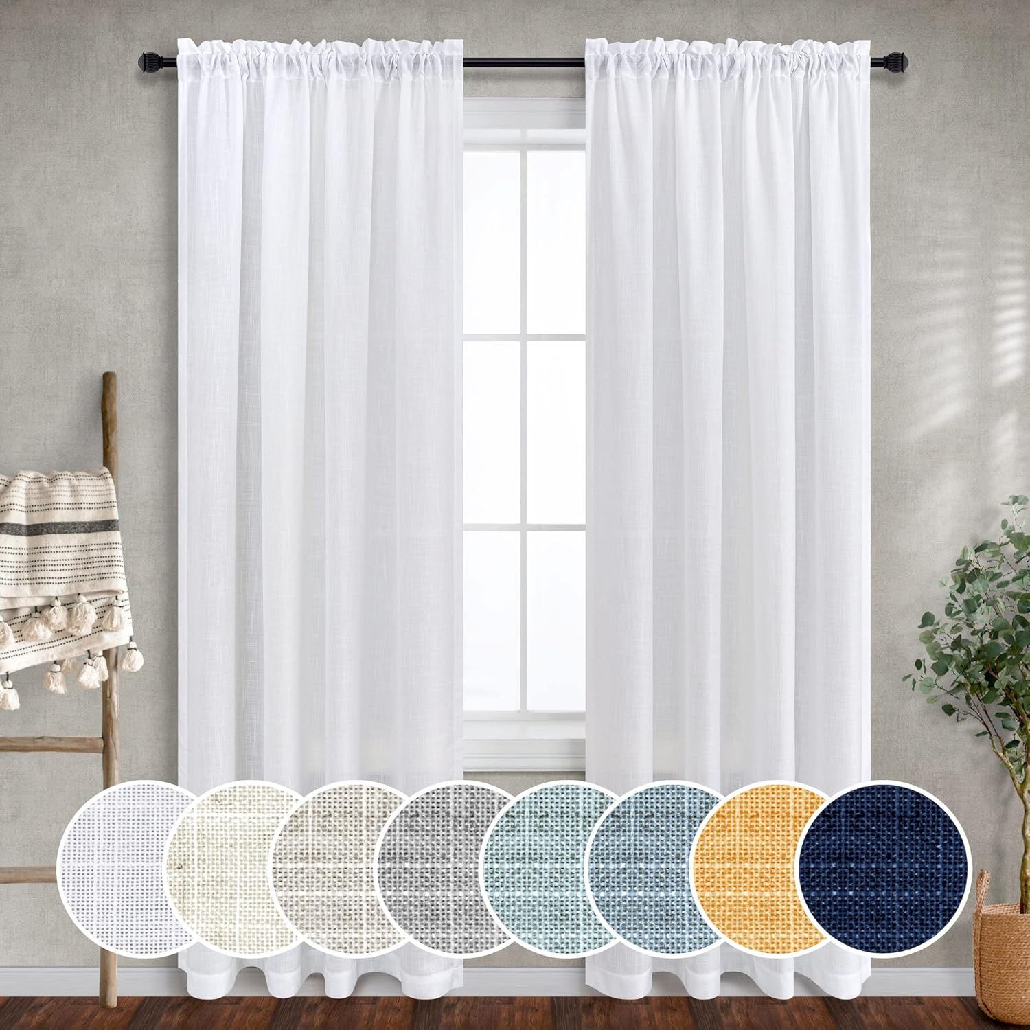 Farmhouse Curtains 5 FT Wide by 84 Inches Long for Bedroom