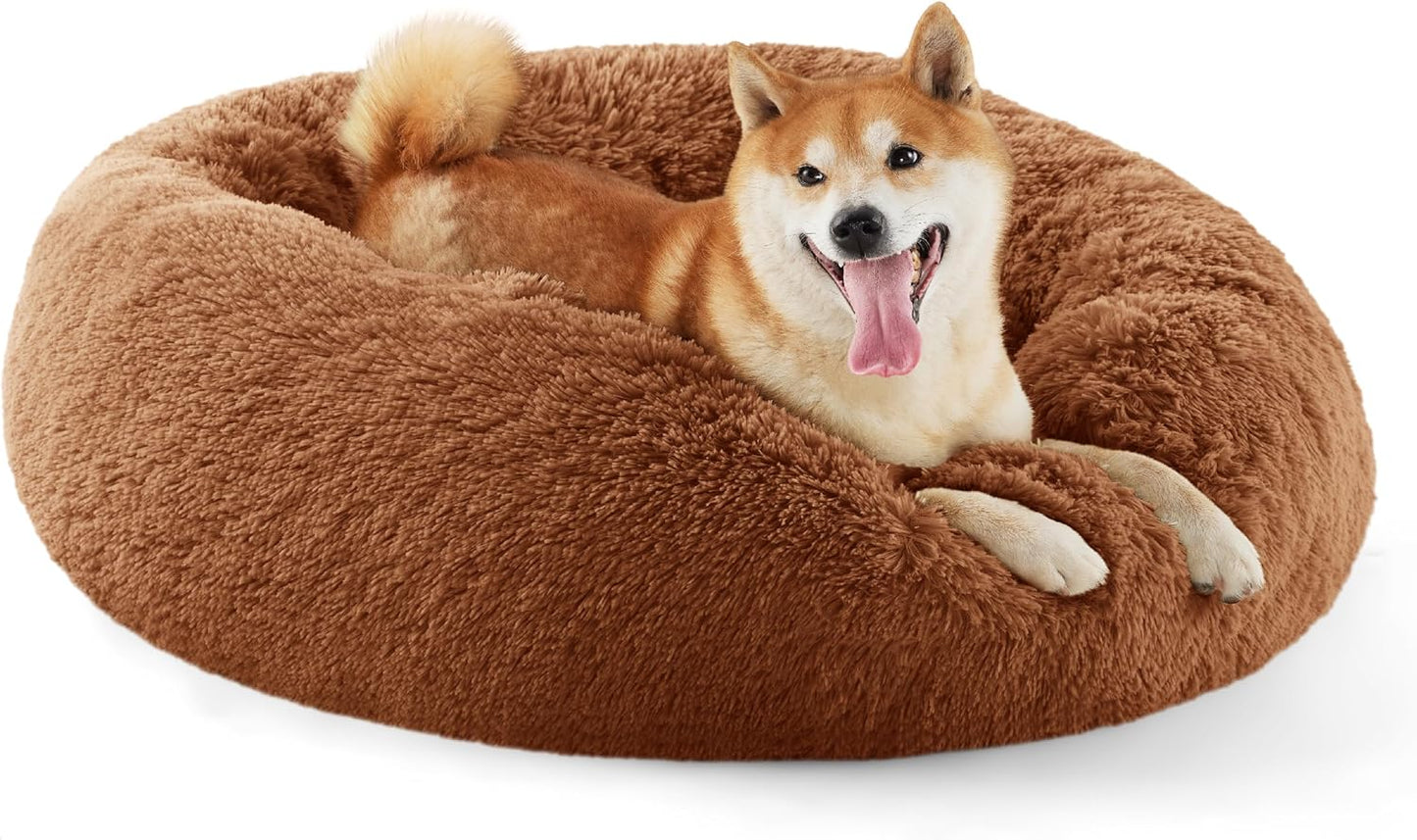 Calming Dog Bed for Medium Dogs - Cozy Donut Design 30 in