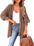 MASCOMODA Women's Long Sleeve Oversized Cable Knit Sweater Cardigan
