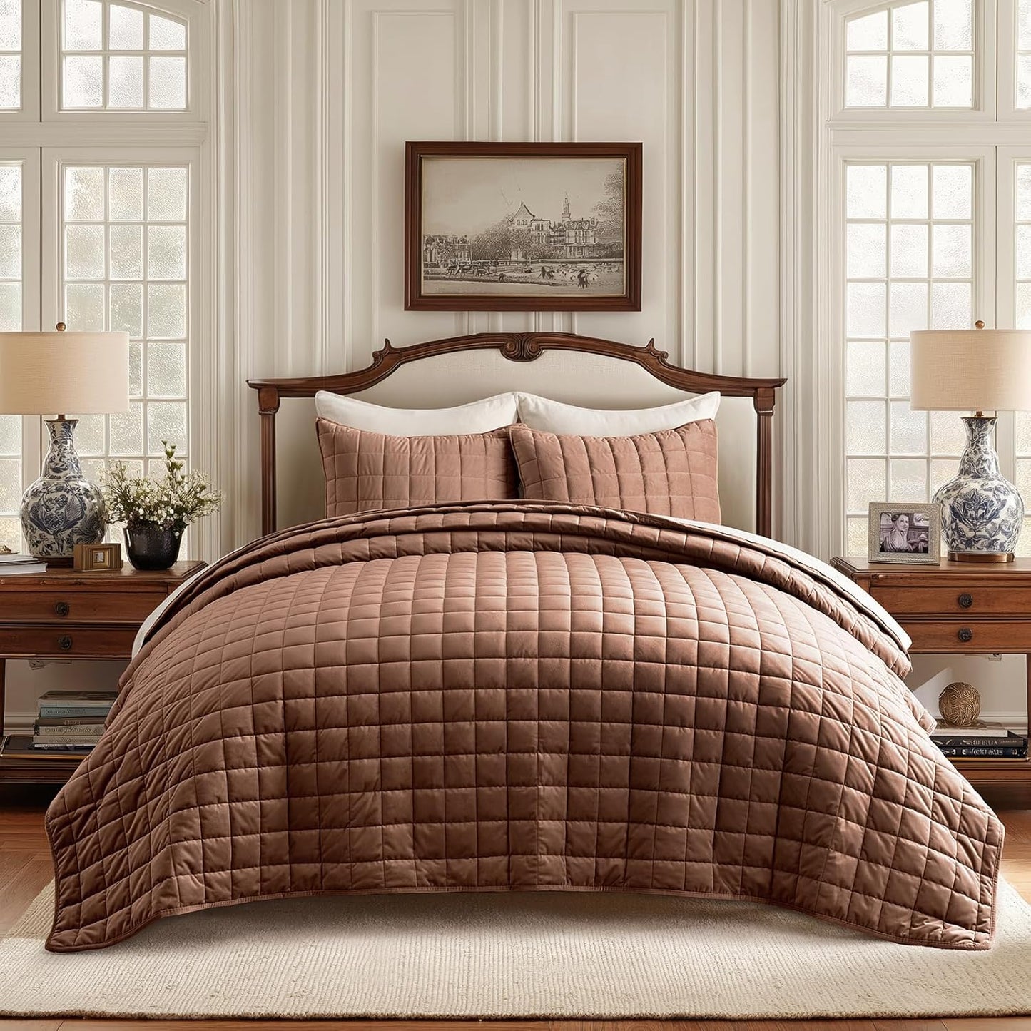Luxurious Pearl Velvet Quilt King Size Bedding Set for Comfort