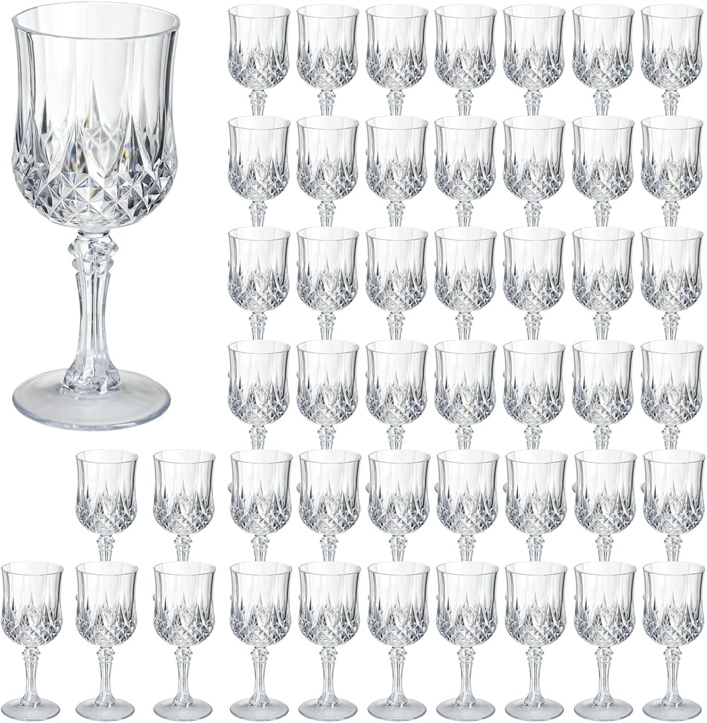 XKXKKE 48 Pcs Transparent Plastic Wine Glasses for Parties