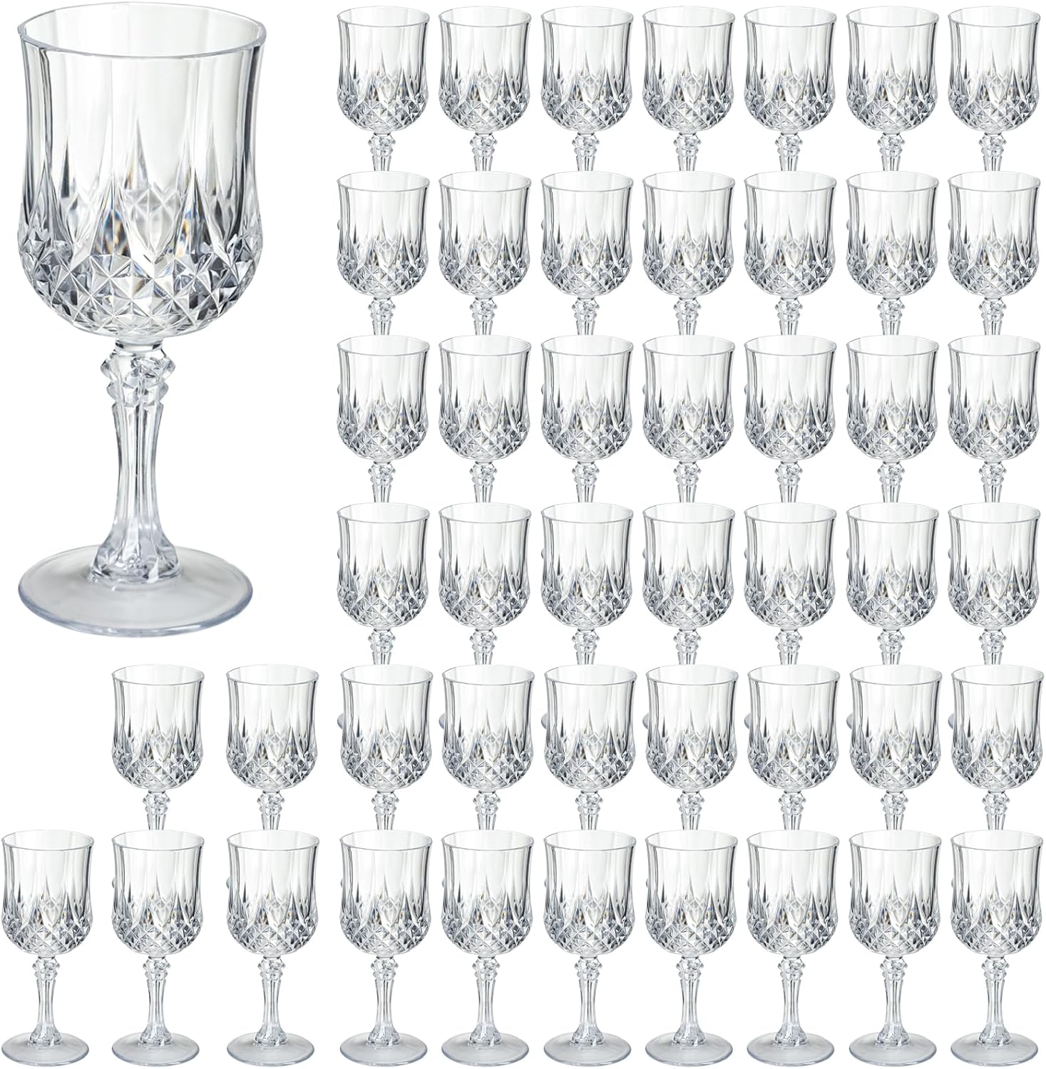 XKXKKE 48 Pcs Transparent Plastic Wine Glasses for Parties