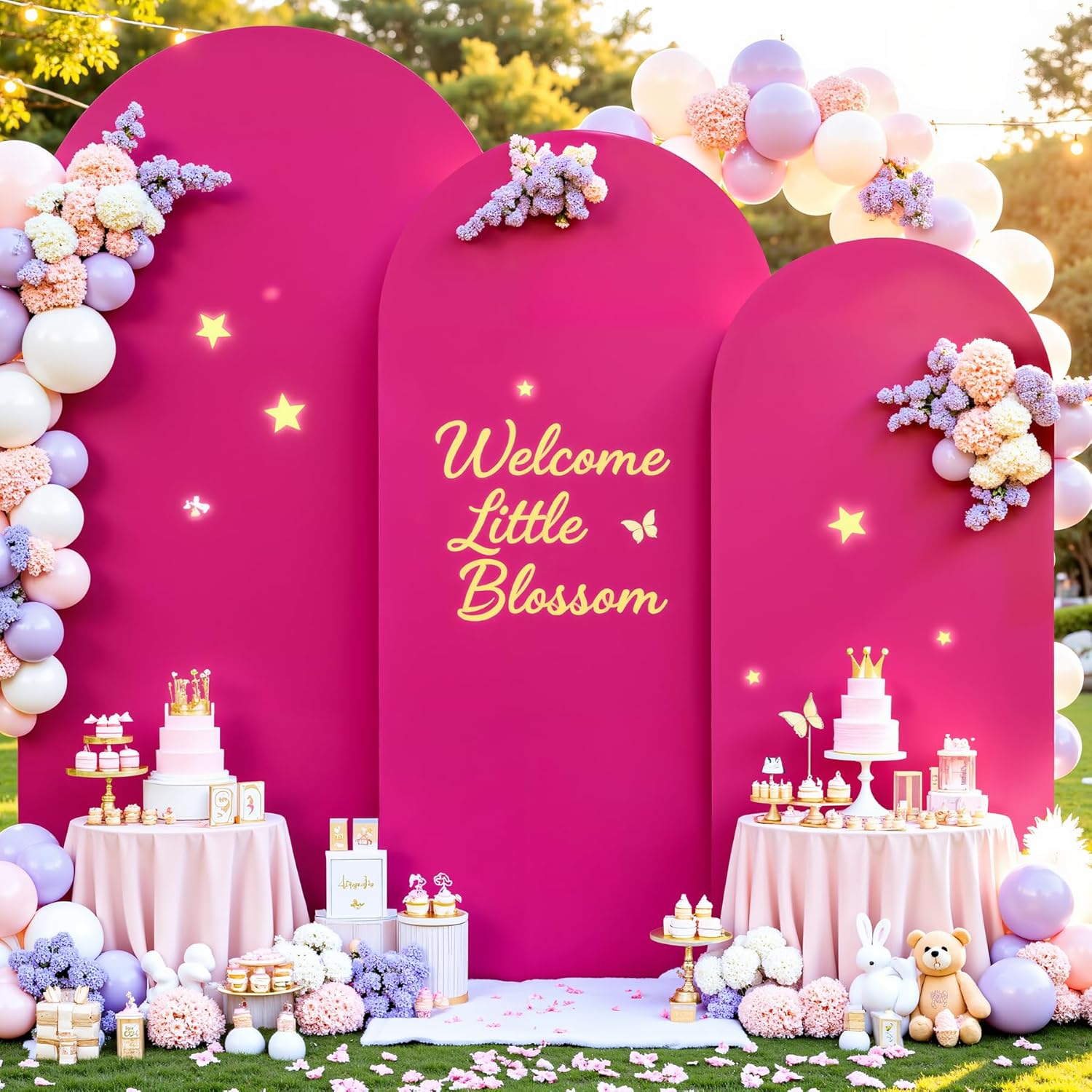 Hot Pink Arch Cover Set of 3 for Weddings and Parties