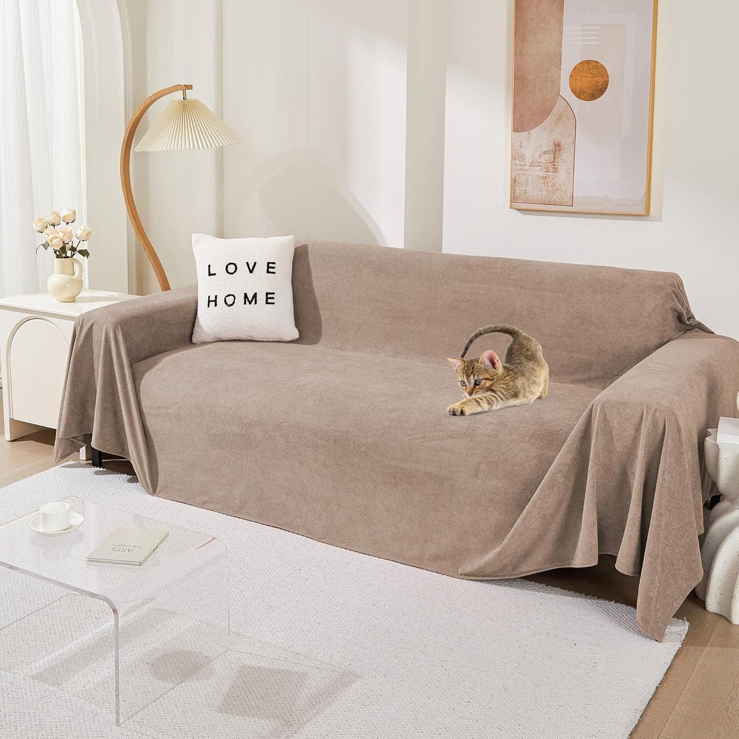 MEETSKY Couch Cover for 3 Cushion Sofa - Soft & Scratch Proof