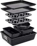 NutriChef 8-Piece Stackable Bakeware Set - Space-Saving Non-Stick