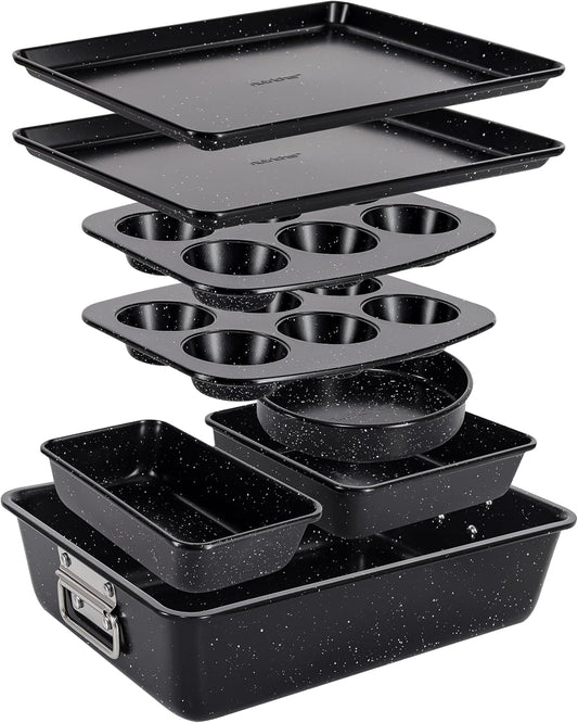 NutriChef 8-Piece Stackable Bakeware Set for Effortless Baking