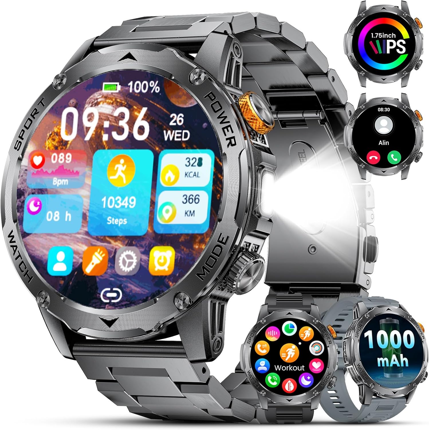 Military Smart Watches for Men with 1.75in HD Display & 110+ Modes