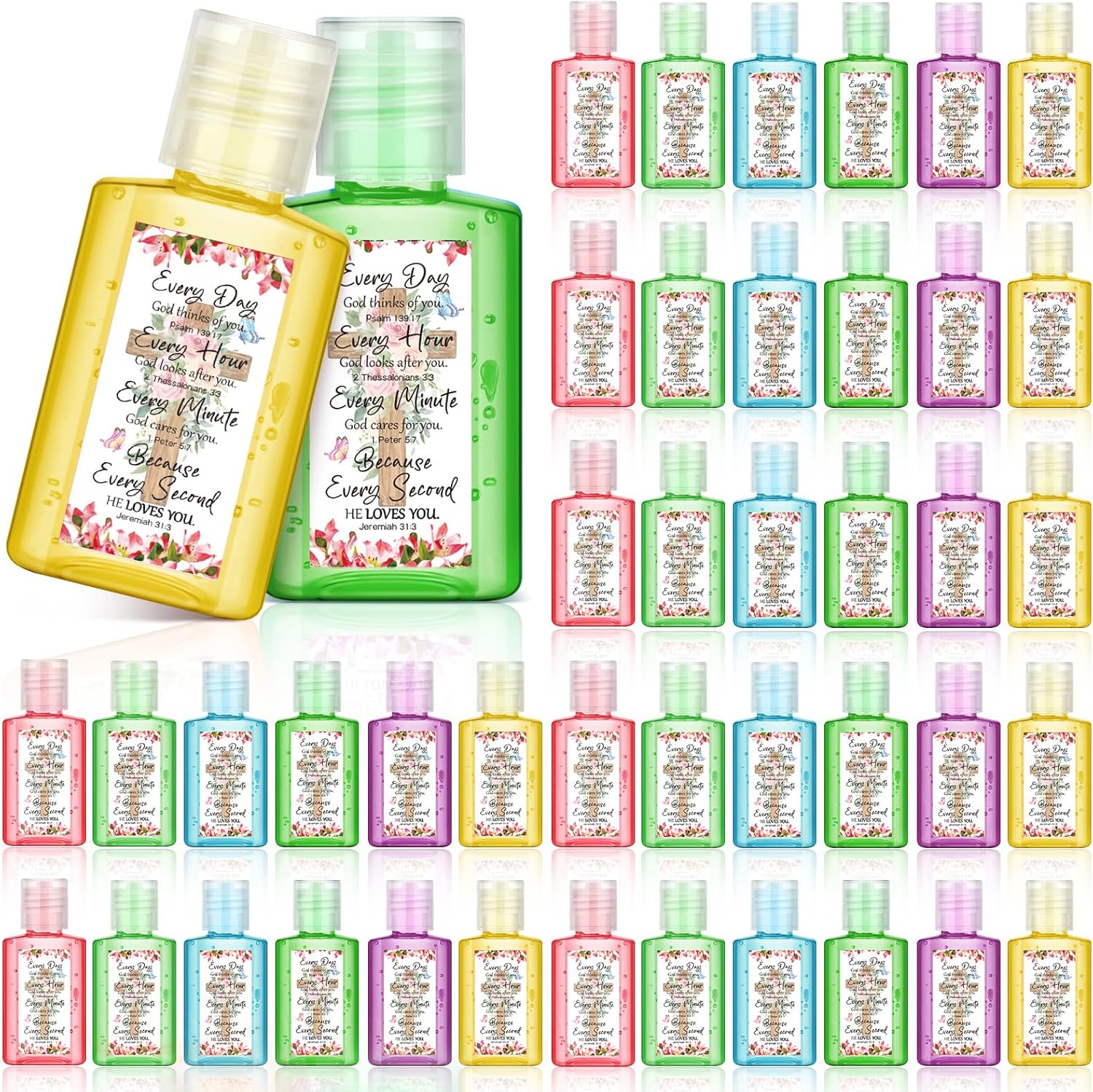 Christian Hand Sanitizer Bulk 48 Pack with Bible Verses Gifts