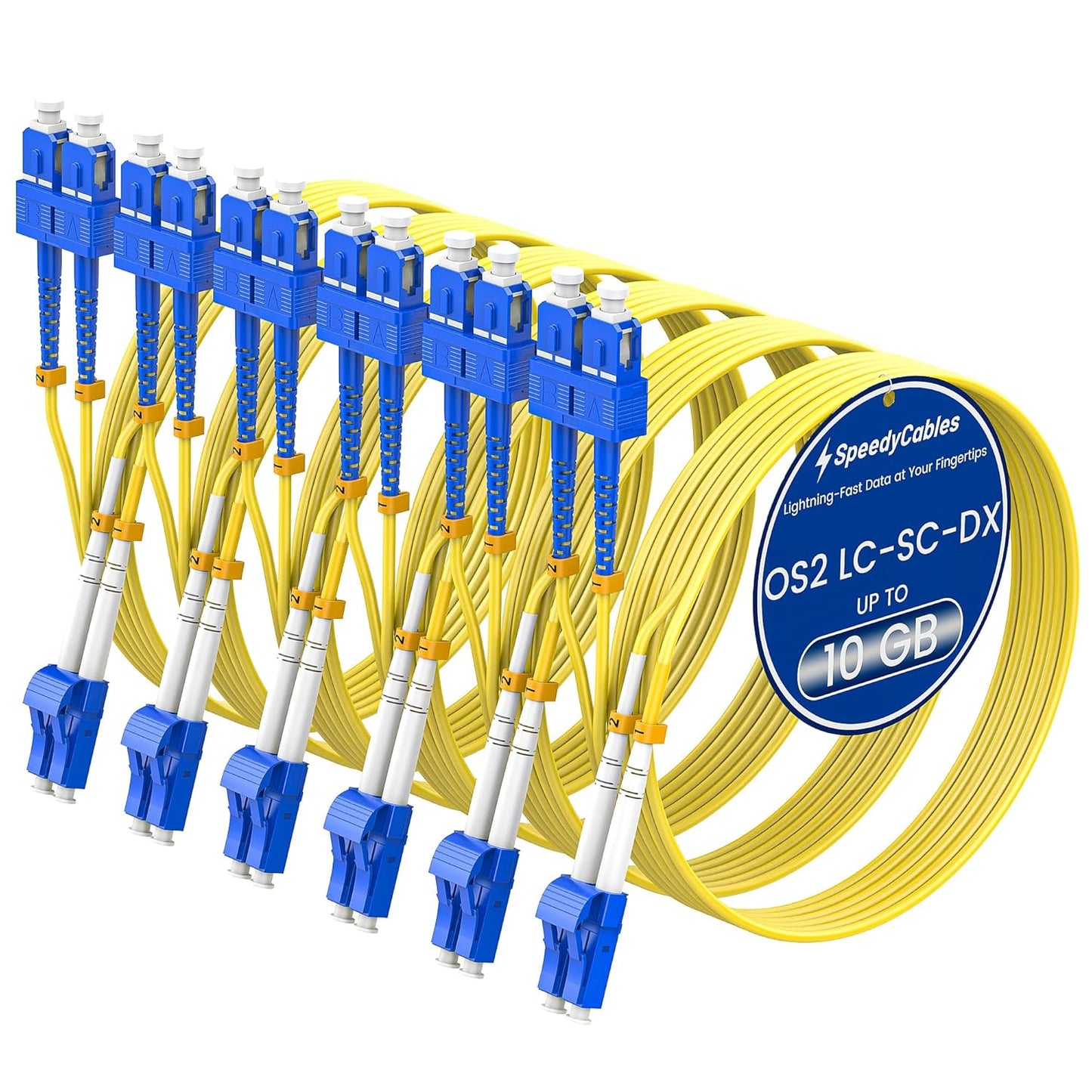 6-Pack OS2 LC to SC Fiber Patch Cable for High-Speed Connectivity
