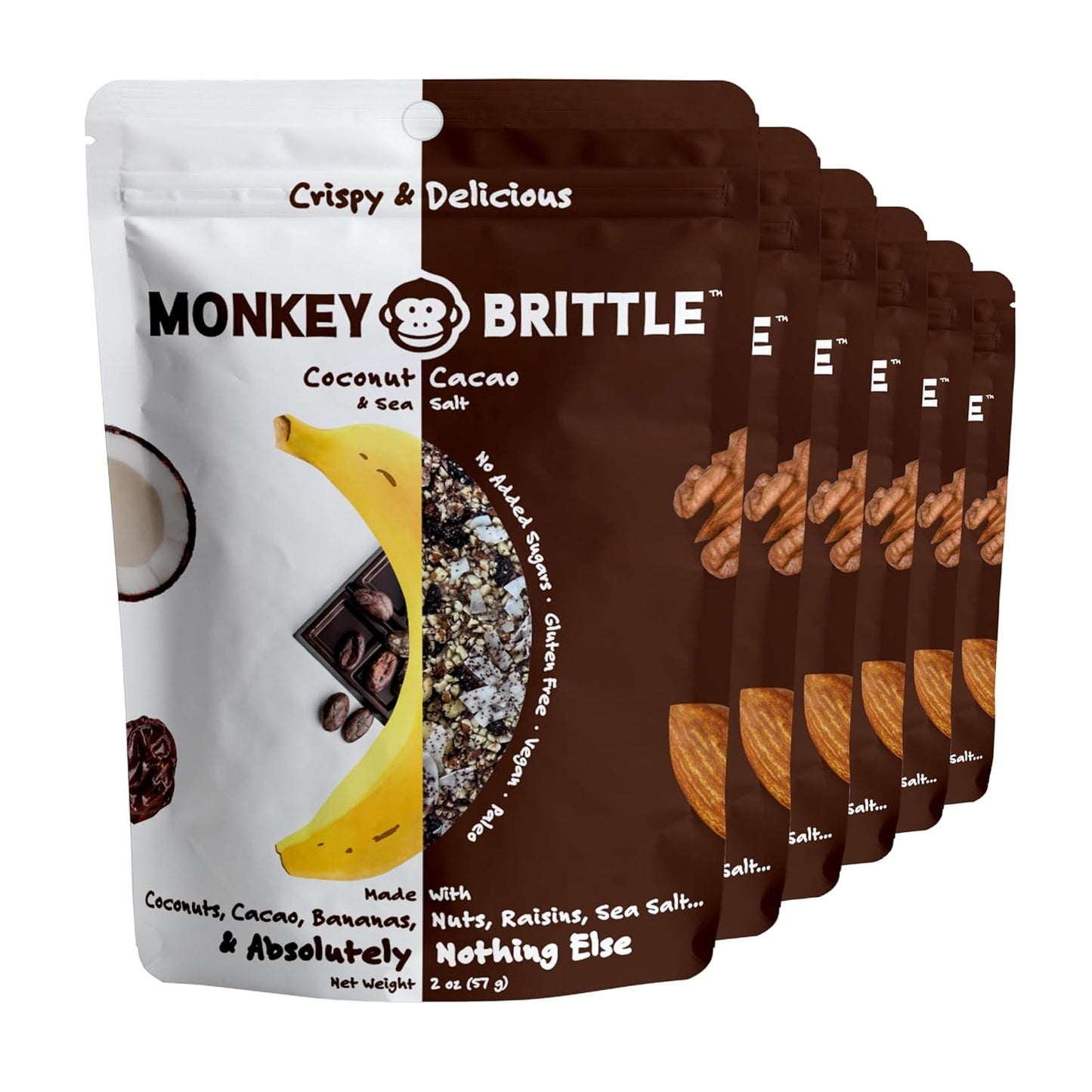 Monkey Brittle Healthy Snacks for Kids & Adults, Vegan Treats