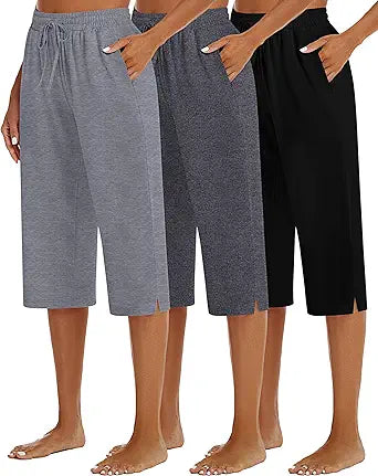 3 Pack Women's Capris Wide Leg Capri Pants for Comfort and Style