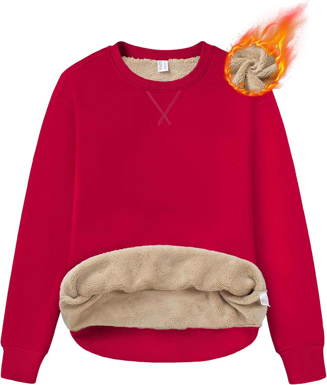 MAGCOMSEN Cozy Sherpa-Lined Winter Sweatshirt