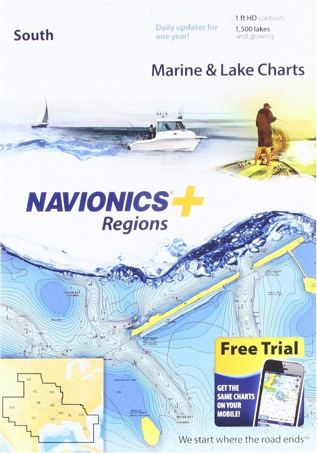 Navionics Plus Regions South Marine Charts for Fishing & Sailing