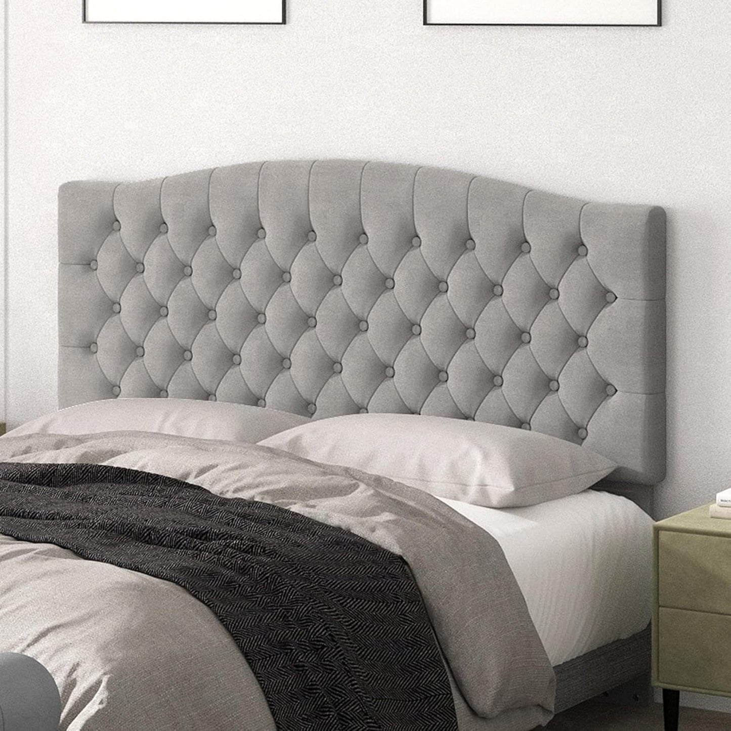 Upholstered Queen Headboard with Velvet Tufting for Modern Decor