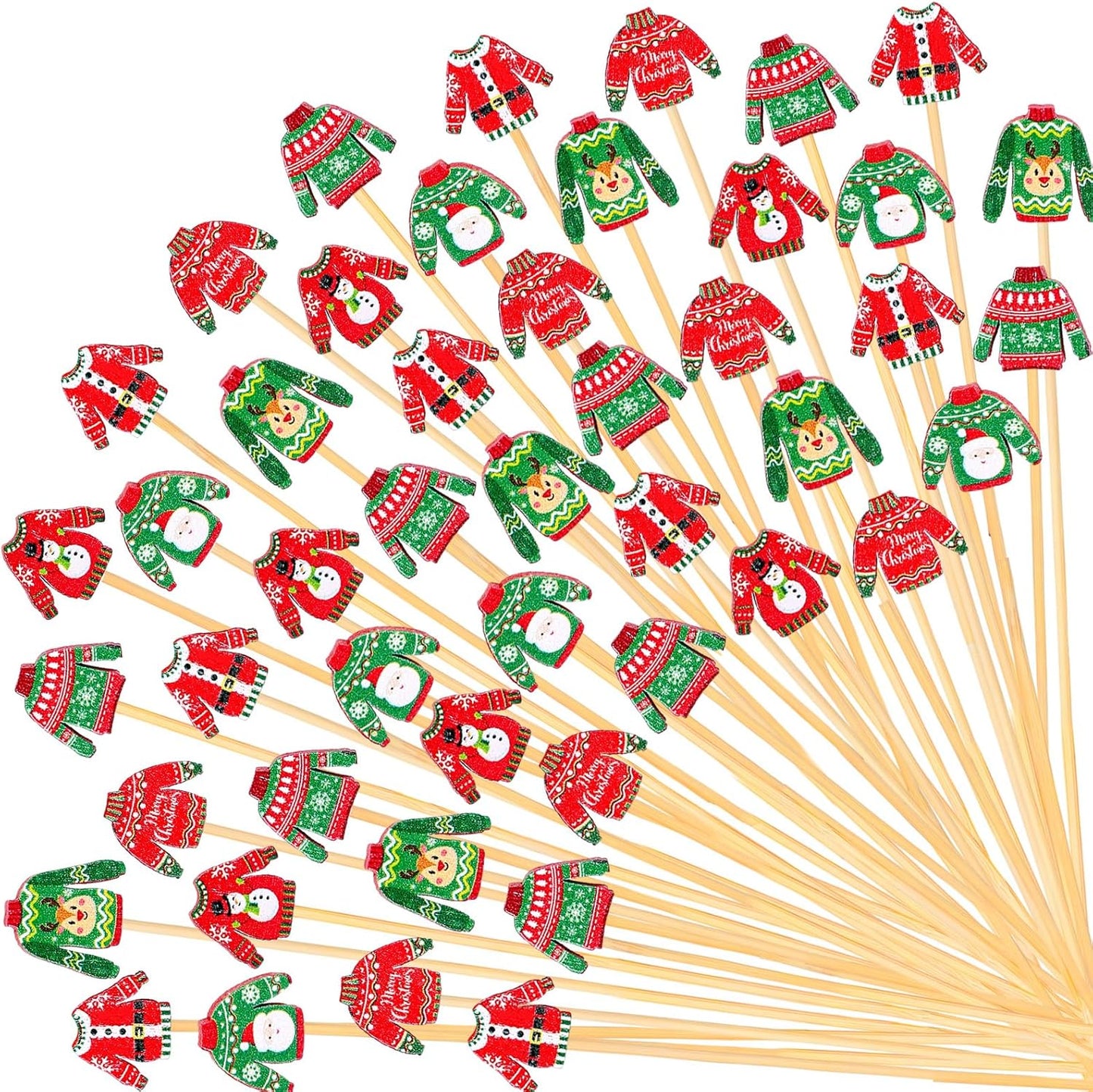 Whaline 120Pcs Ugly Sweater Xmas Cocktail Picks